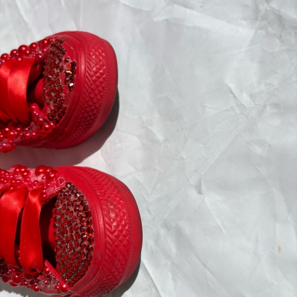 Converse Women's Red Embellished Sneakers - Picture 9 of 13